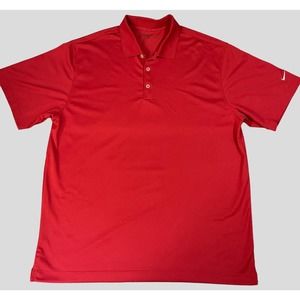 Nike Polo Shirt Red Dri Fit Golf Standard Fit Short Sleeve - Size Men’s XL